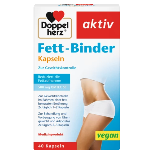 Abbildung der Produktverpackung Doppelherz aktiv Fett-Binder Kapseln Frontansicht